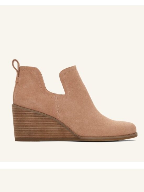 Toms Women's Tan/Brown "Kallie" Suede Leather Wedge Boot (US Size 8) - Picture 2 of 10